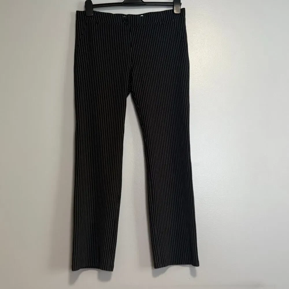 BetaBrand Black White Striped Straight Leg Classic Yoga Dress Pants XL